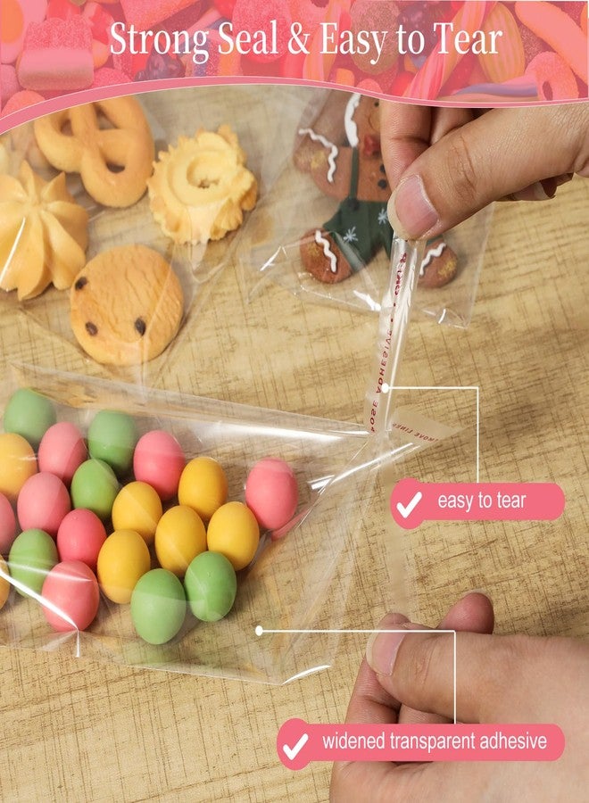 Bonison 200 Pcs Cookie Bags With Seal, 4x6 inch Self Sealing Cellophane Treat Bags for Cookies, Candy, Jewelry, Party Favors, Bakery & Gift Packaging – Transparent OPP Bags with Adhesive Strip - Image 4